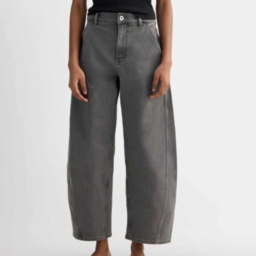 Everlane High-Rise Wide-Leg Jeans — Washed Gray